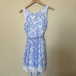 Disney Alice In Wonderland Dress Sz Small Colleen Atwood Blue White Floral Lace